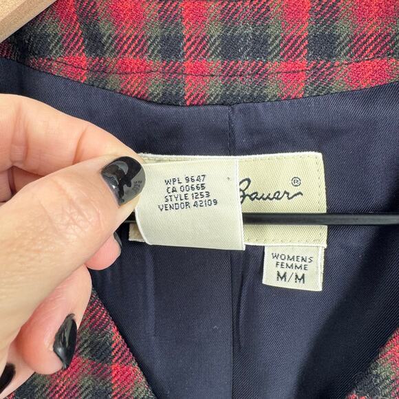 Vintage Eddie Bauer 100% Wool Red Plaid Vest Made in USA Heritage Cabin Medium - Picture 4 of 5